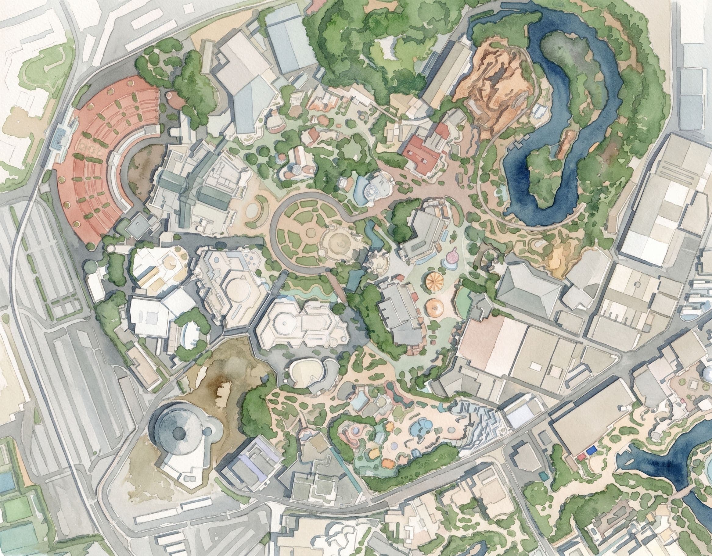 Tokyo Disneyland, Japan rendered in Watercolor art style by CartoSketch AI